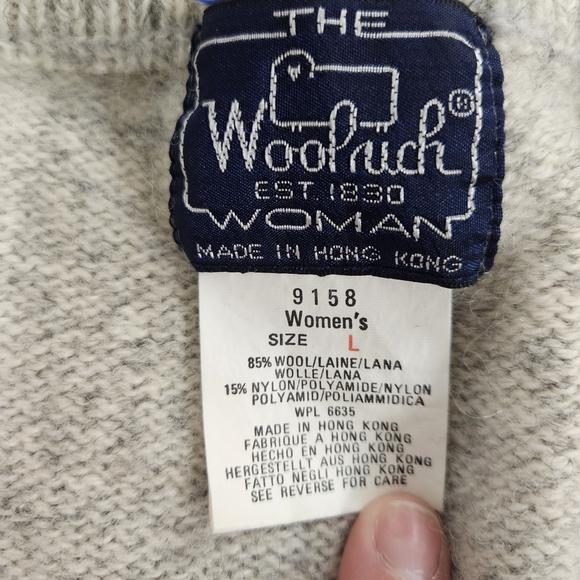 Vintage 90s Woolrich Sweater Vest Large Spring Fair Isle Birds Cabin Trees - Picture 2 of 7